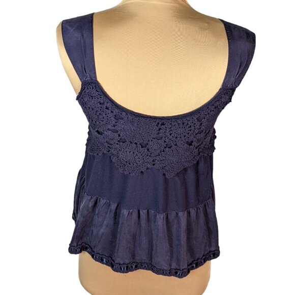 ANTHROPOLOGIE LITTLE YELLOW BUTTON Cotton and Silk Crochet Lace Embroidered Top - Picture 9 of 14